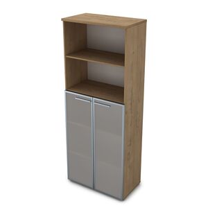 Шкаф высокий со стеклом и открытой полкой