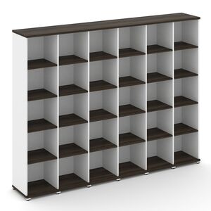 Стеллаж шесть узких секций, 5 ниш