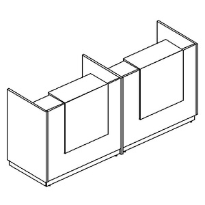 Стойка ресепшен прямая с промежуточной опорой (полка высокая)