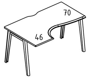 Эргономичный стол Классика каркас МТ (1 скос) левый