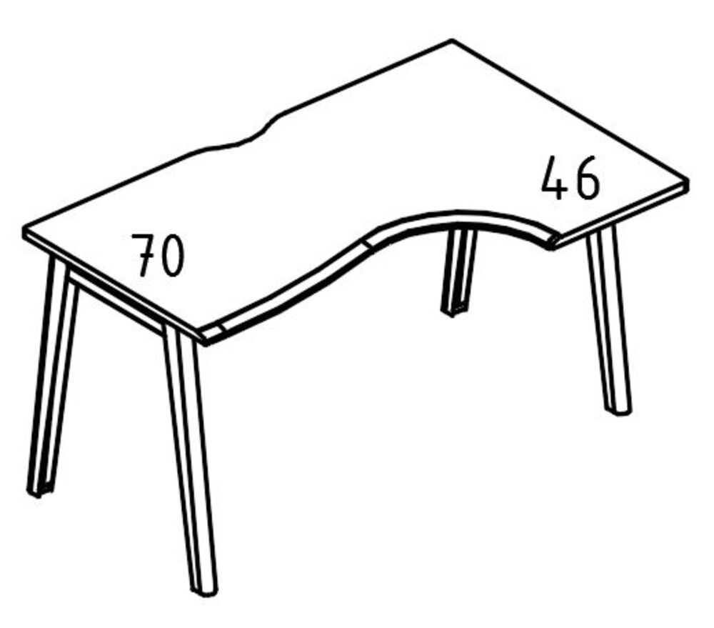 Стол Классика на каркасе МТ (1 скос) эргономичный правый