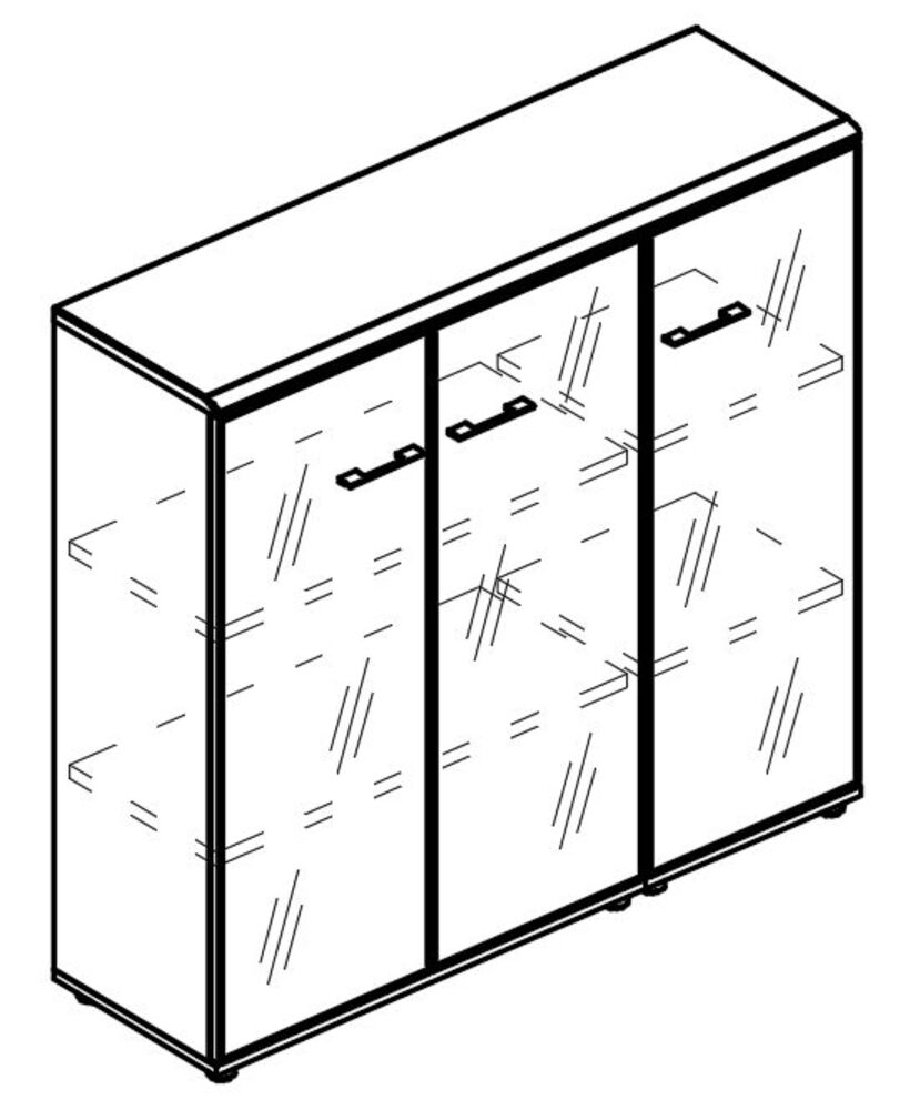 Шкаф средний комбинированный стекло в рамке (топ ДСП)