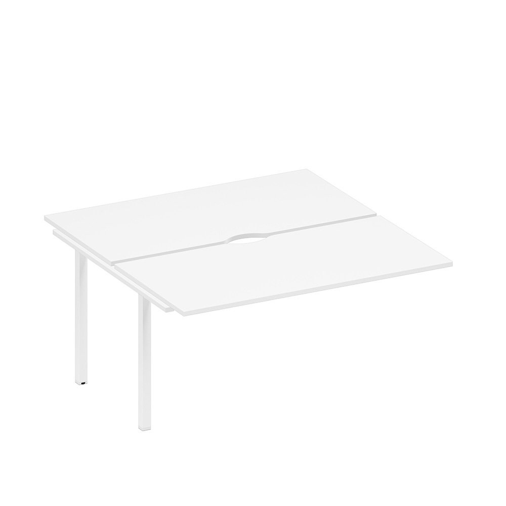 Секция стола рабочей станции на металлокаркасе, столешницы с вырезом